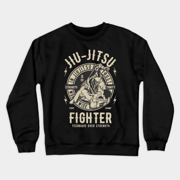 Jiu Jitsu Fighter - BJJ Kämpfer Retro Grafik Crewneck Sweatshirt by Panda Pope